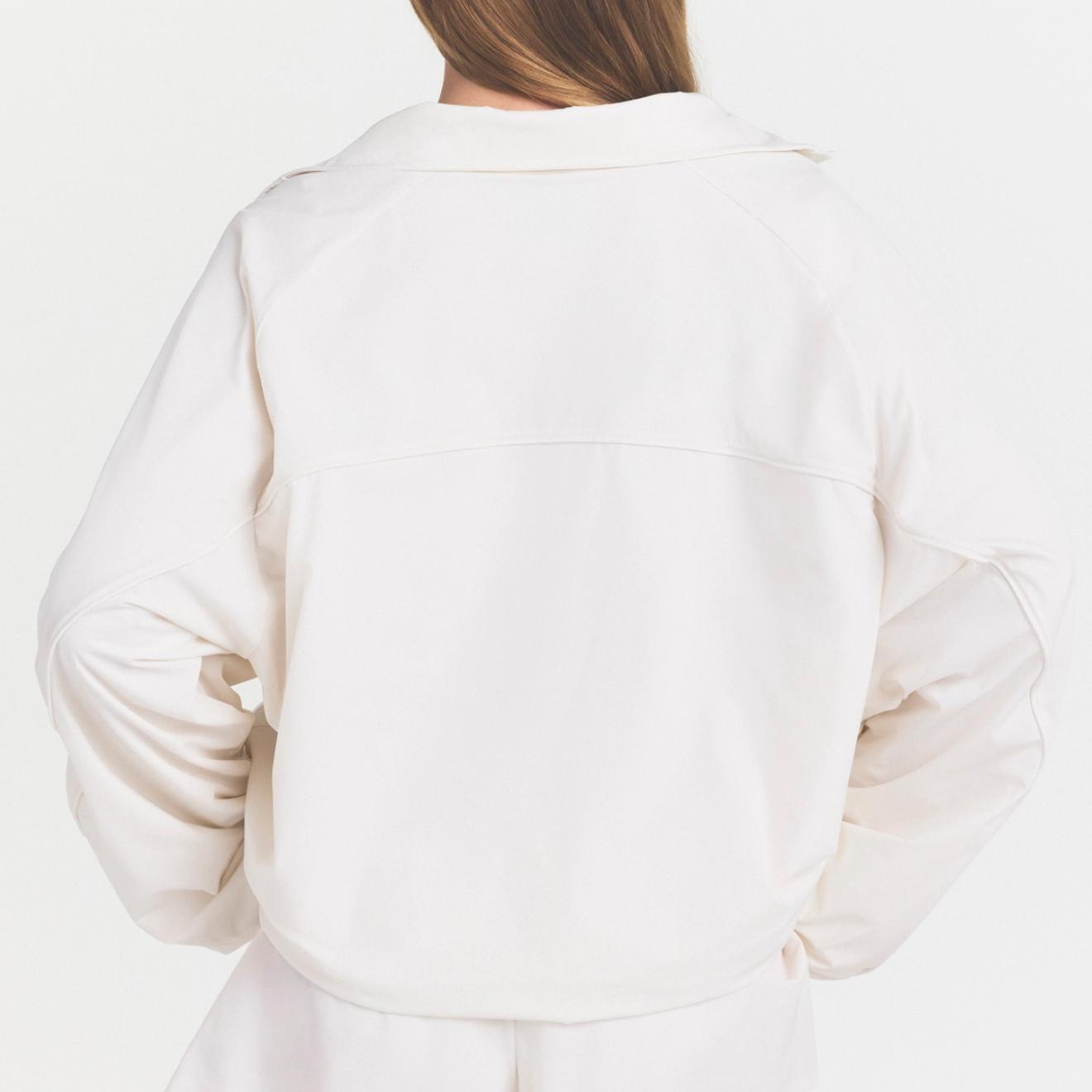 NikeSKIMS STRETCH NYLON OVERSIZED TRACK JACKET | IVORY | SKIMS