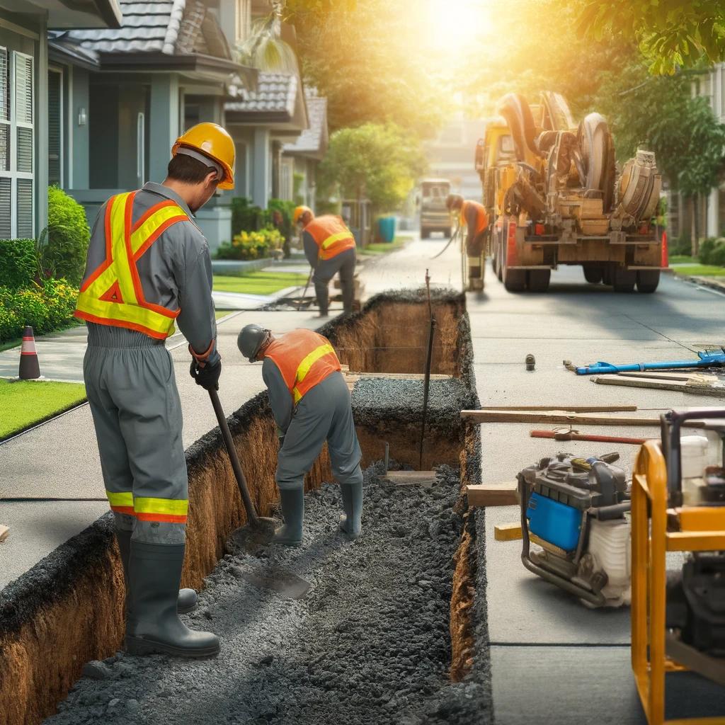 concrete being poured in a sidewalk