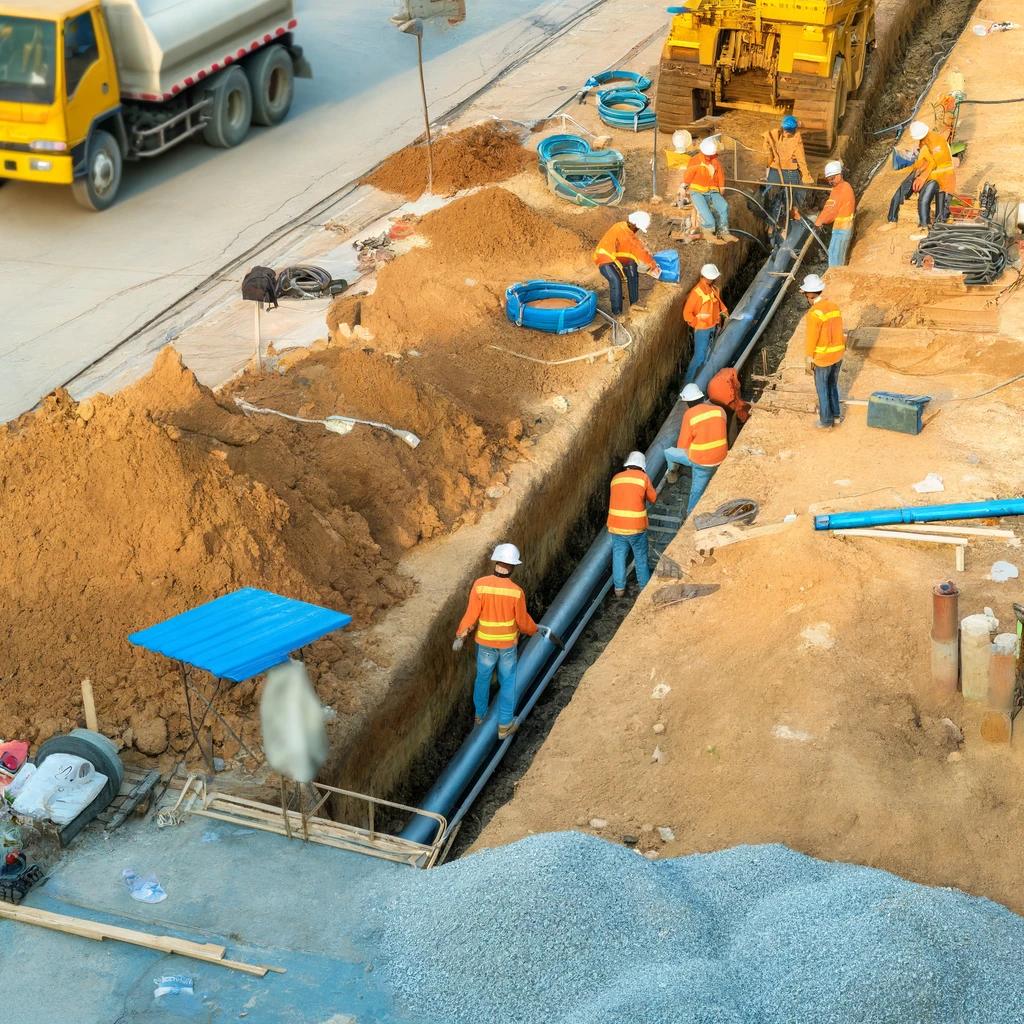 ground crew doing a pipe installation