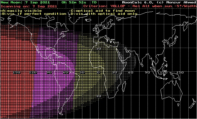 برنامج moon cal 6 ظروف حرجة لرؤية الهلال كما يتضح من