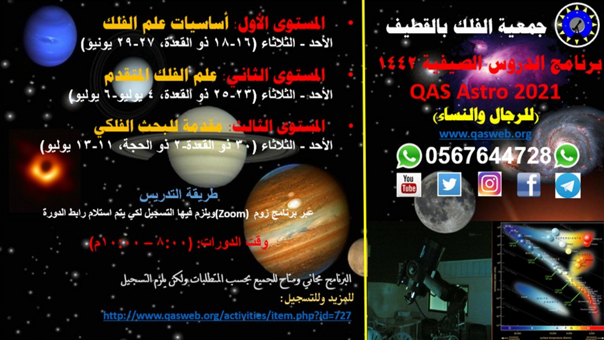 المستوى الأول من الدروس الفلكية الصيفية