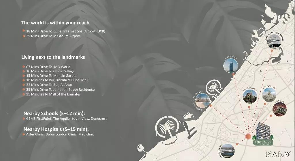 Saray Prime Residence masterplan layout, Dubai Land Residence Complex, Dubai