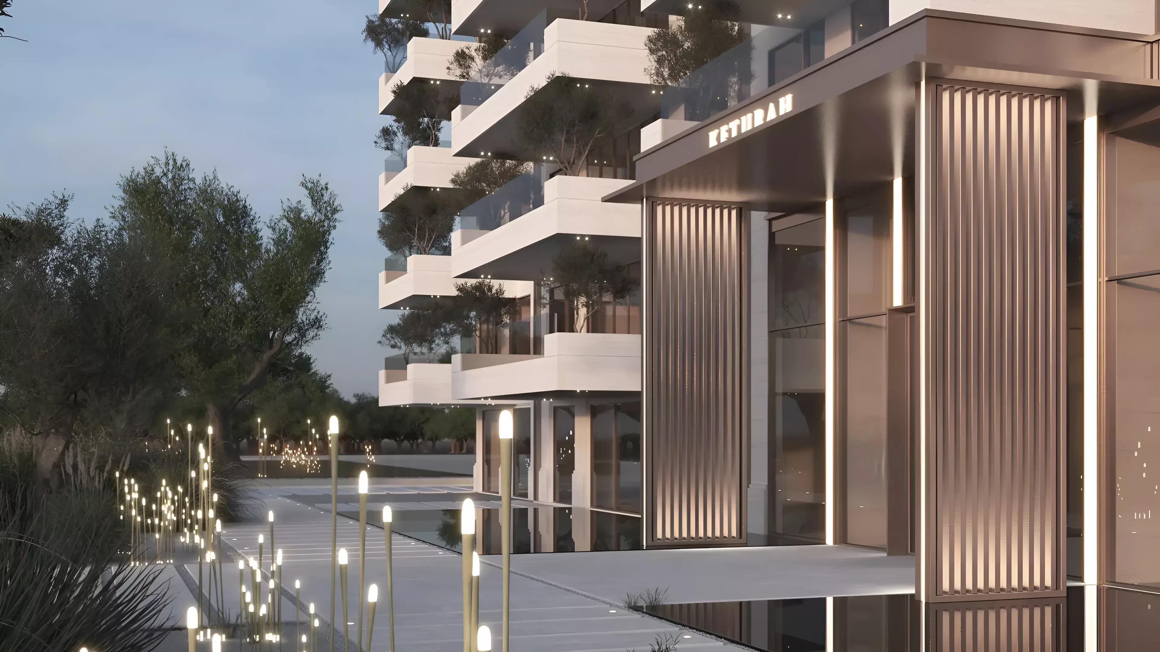 Keturah Reserve landscaped gardens and walkway, MBR City, Dubai