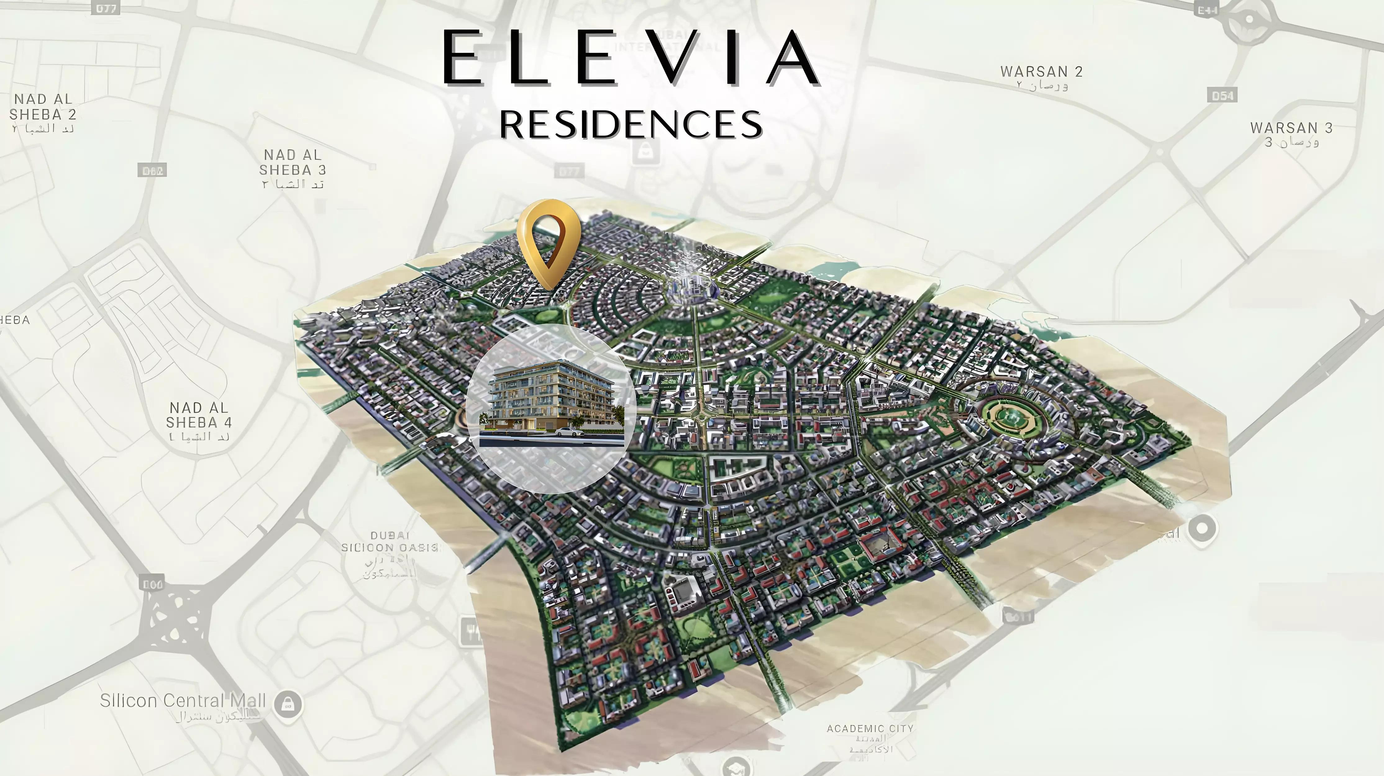 Master plan layout of Elevia Residences development in Al Warsan