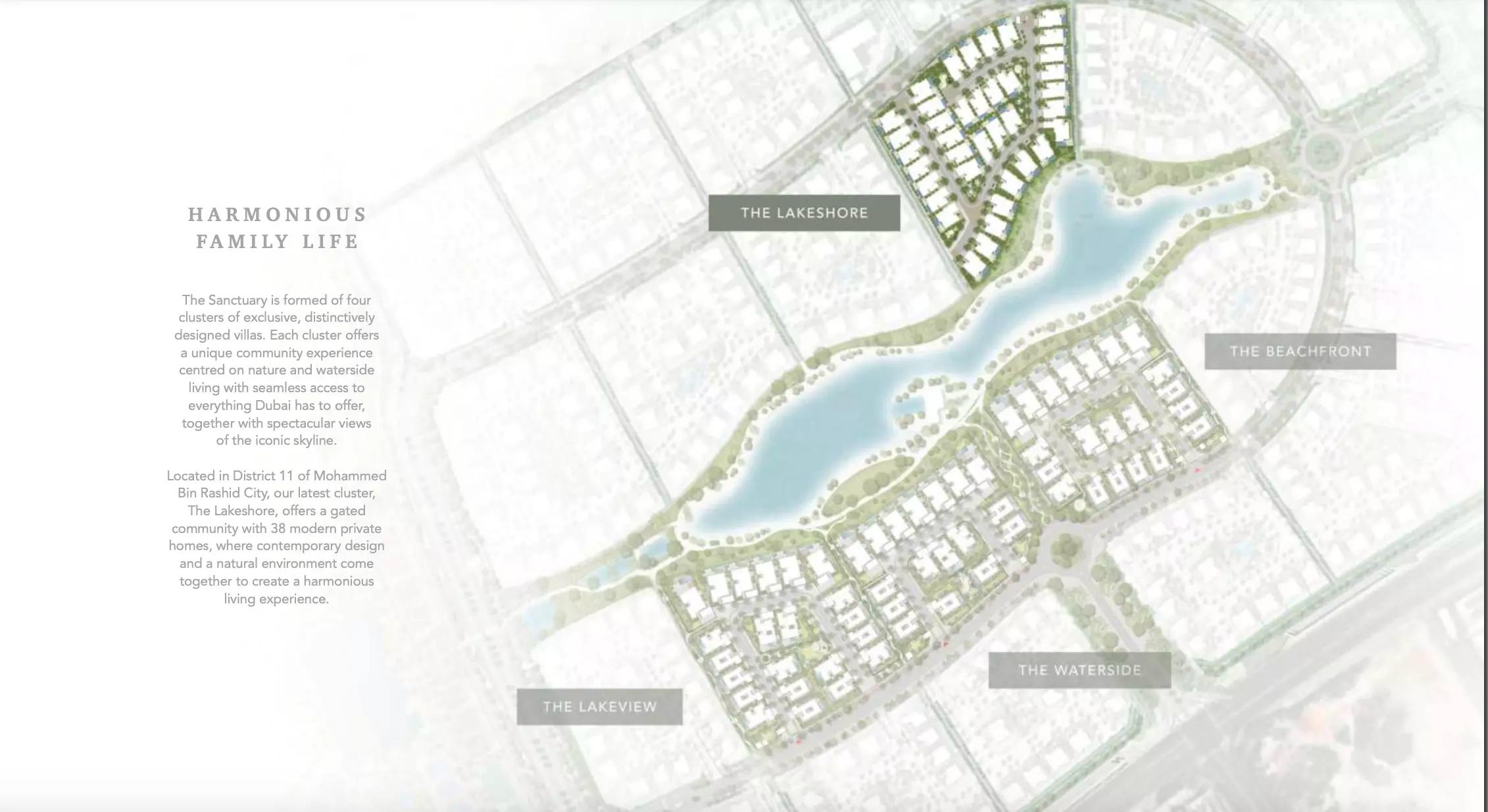 Master plan layout of The Lakeshore Villas community, District 11, MBR City