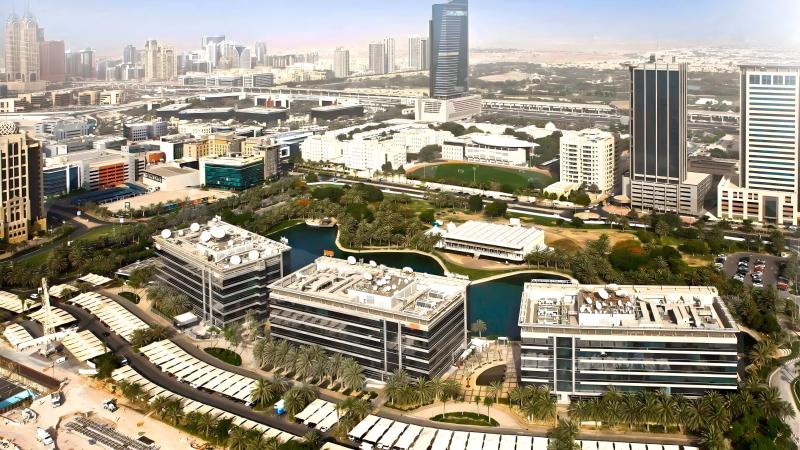 Floarea Lakes residential building exterior render, Dubai Production City, Dubai