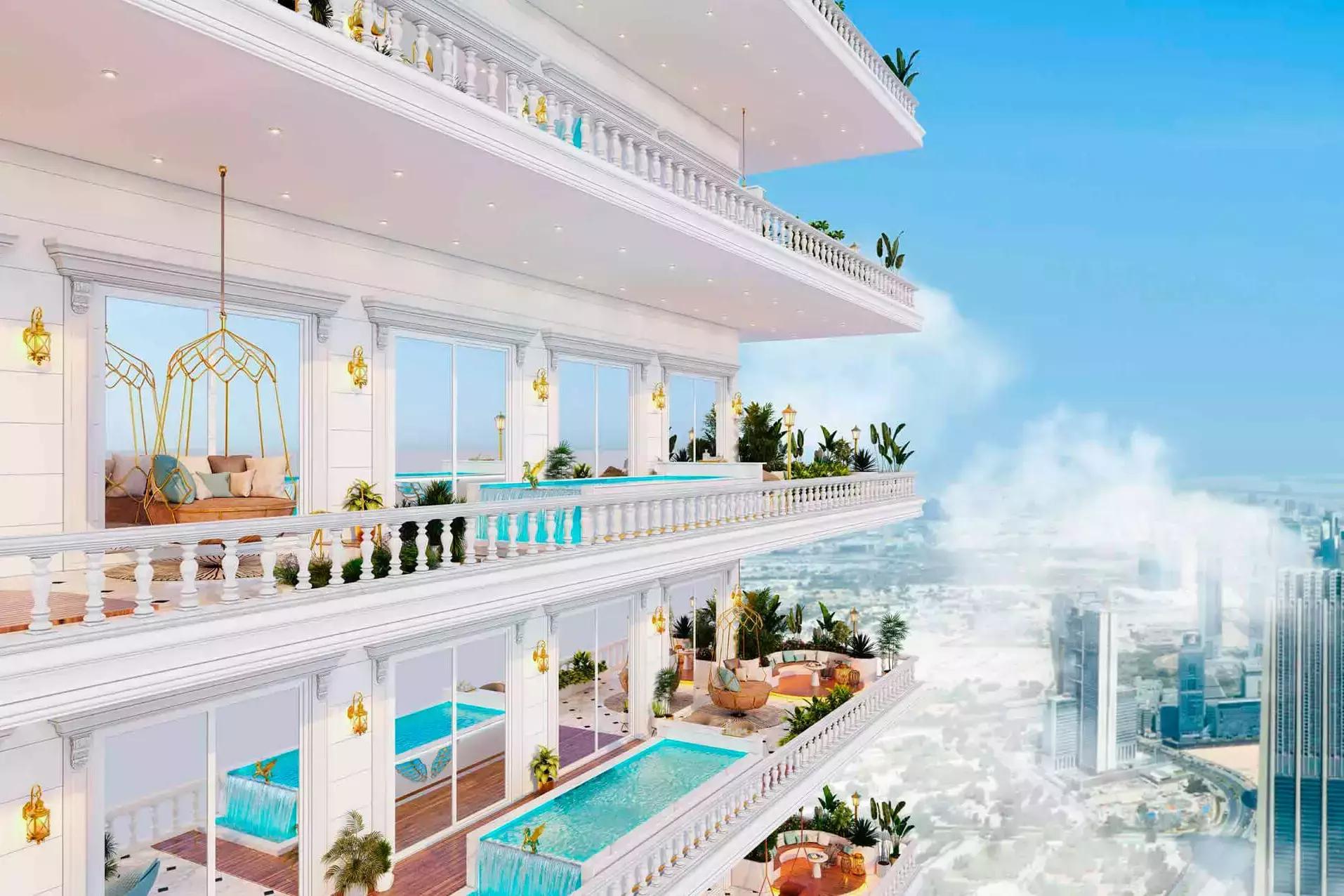 Vincitore Aqua Dimore apartment tower street-level view