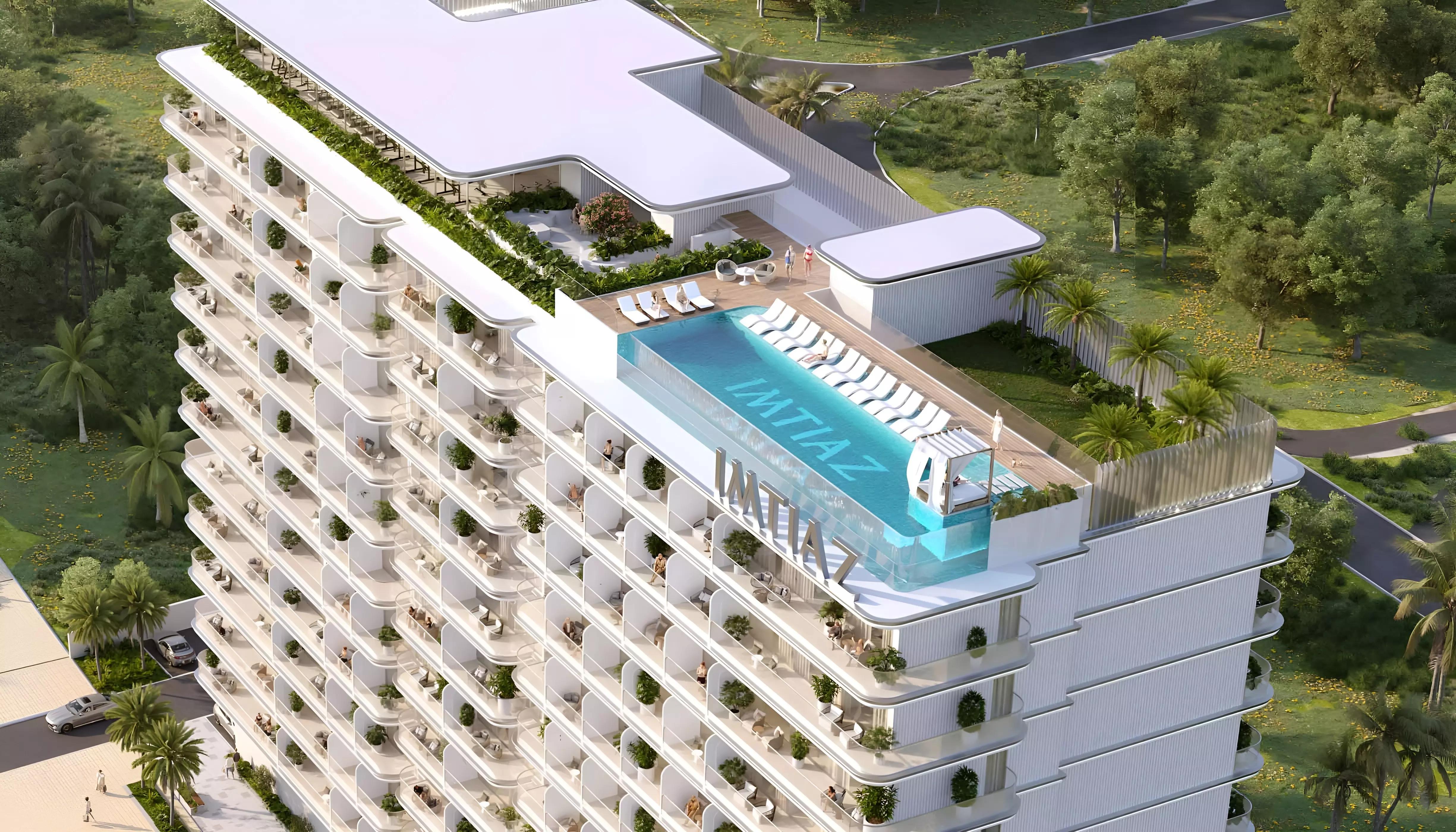 Landscaped grounds surrounding Cove Edition 6 apartments, Dubai Land