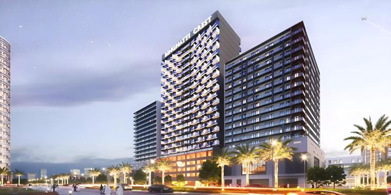 Binghatti Crest exterior facade, Jumeirah Village Circle, Dubai