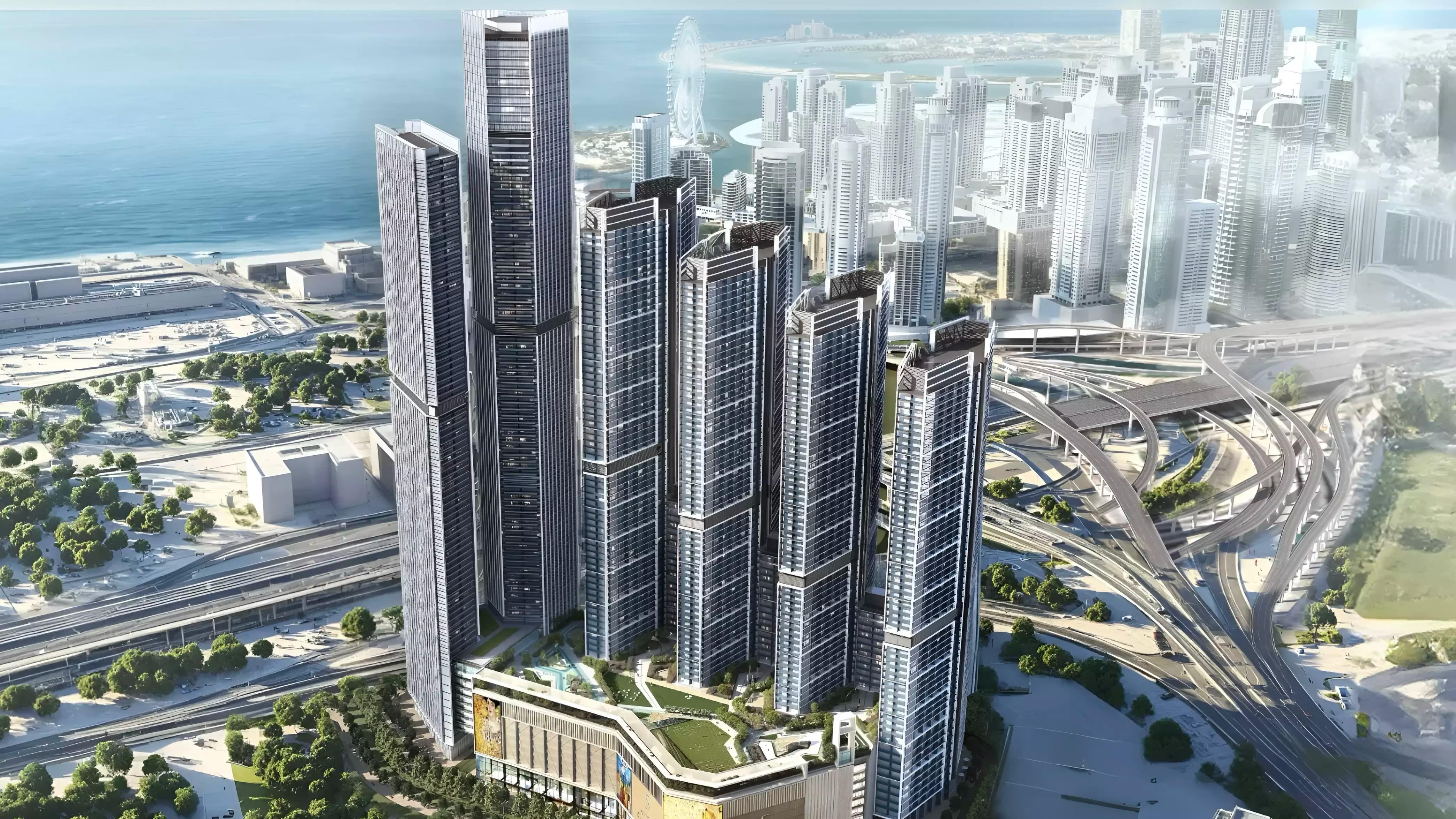 Exterior render of Sobha Central Phase 2 tower in Jebel Ali, Dubai