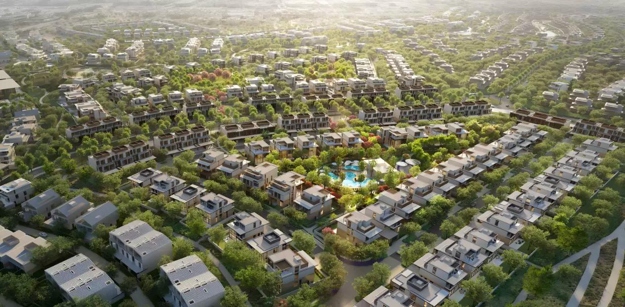 Villa street view with driveway and greenery, Nad Al Sheba Gardens Phase 4