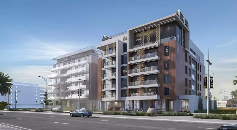 White Opals apartment building exterior, District 11, MBR City, Dubai