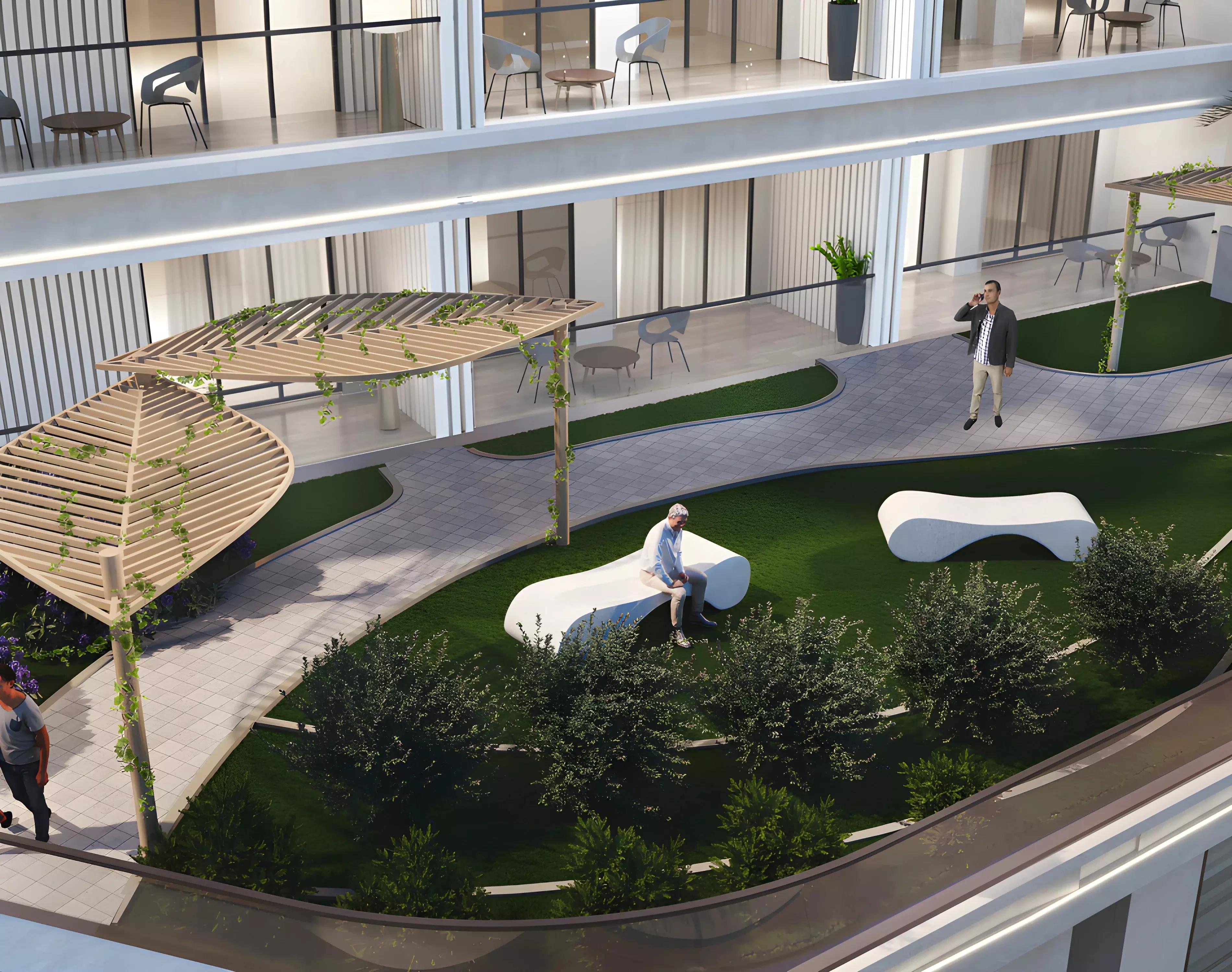 Marquis Insignia shared swimming pool deck, Arjan, Dubai