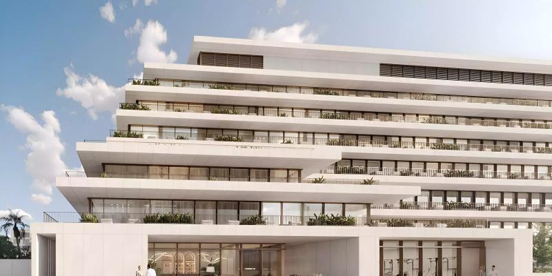 Eden House The Canal exterior facade in Jumeirah 2, Dubai