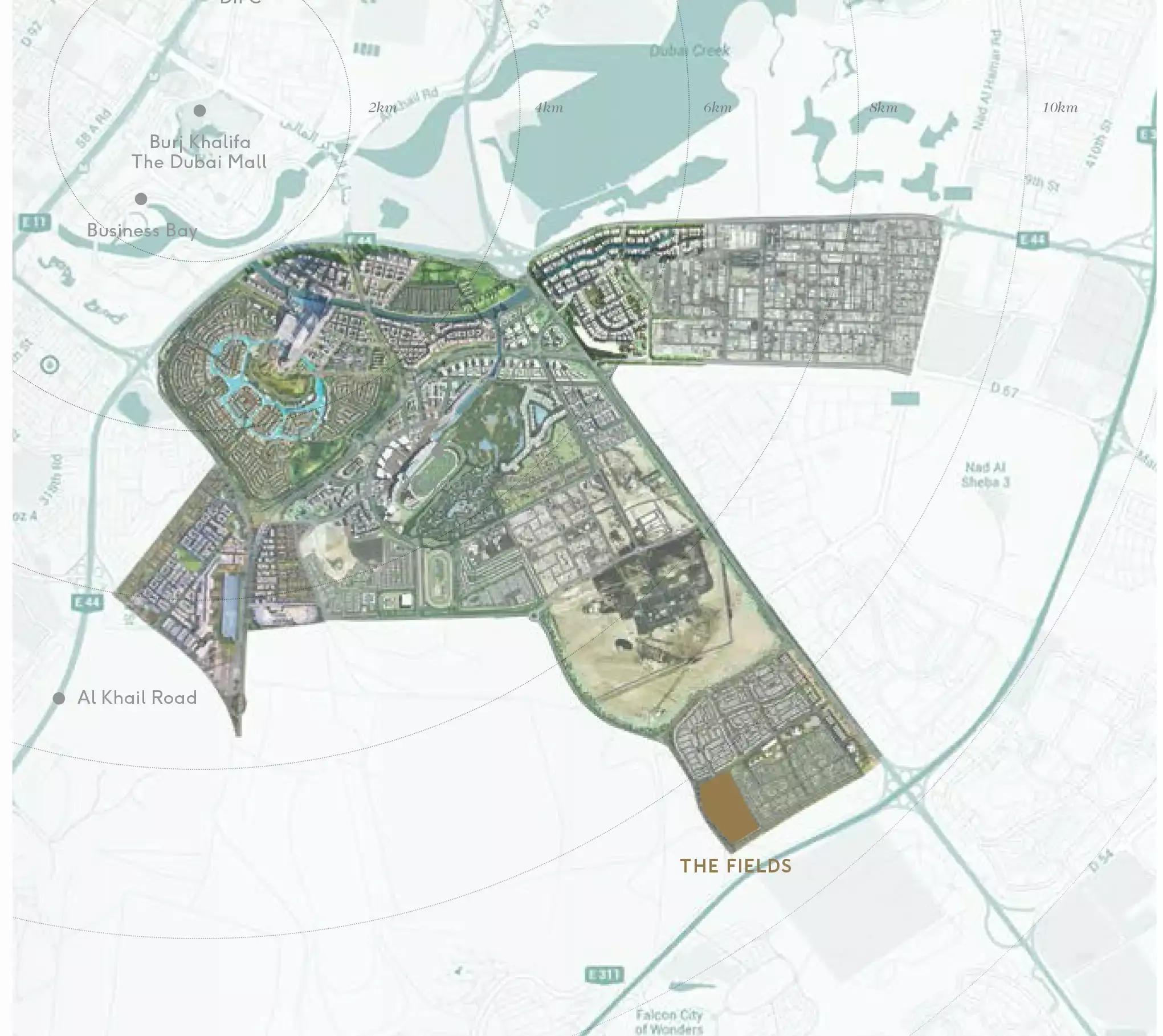 Jade at The Fields community master plan layout, MBR City, Dubai