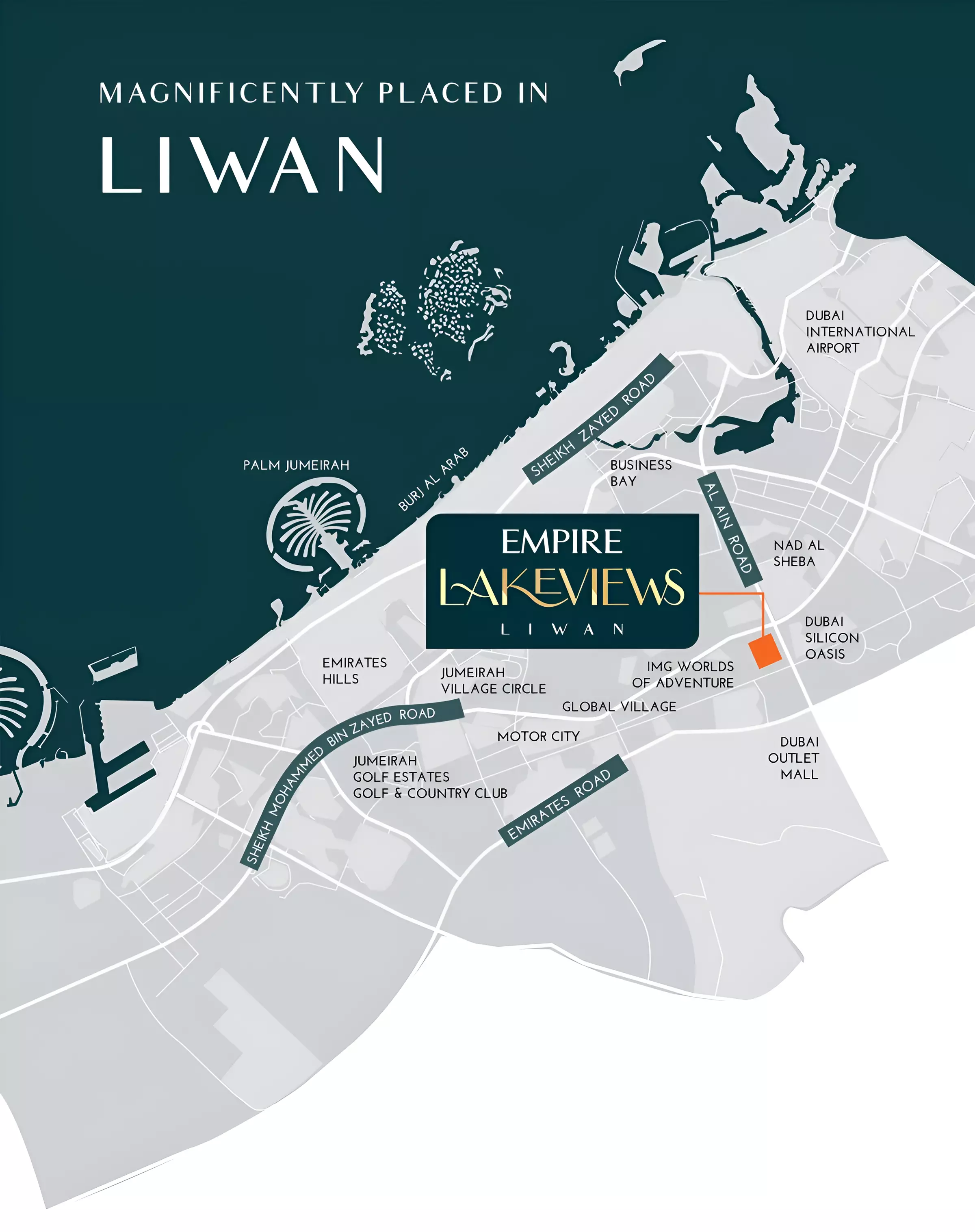 Master plan layout of The Lakeview Villas by Ellington, District 11, MBR City, Dubai