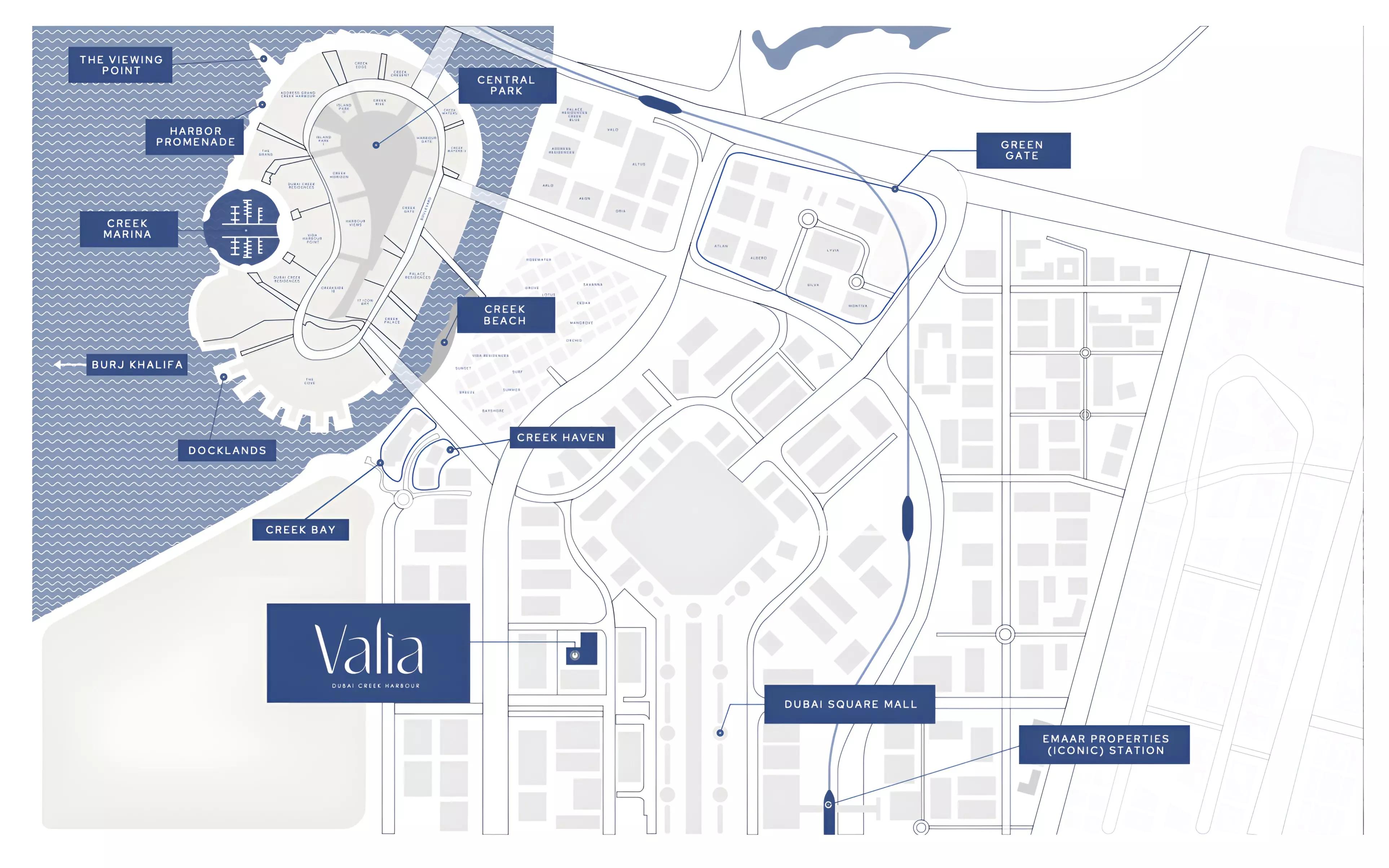 Valia Tower master plan layout, Dubai Creek Harbour