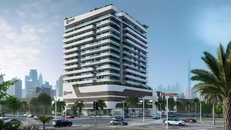 SquareX Residence exterior tower view, Jumeirah Village Circle, Dubai