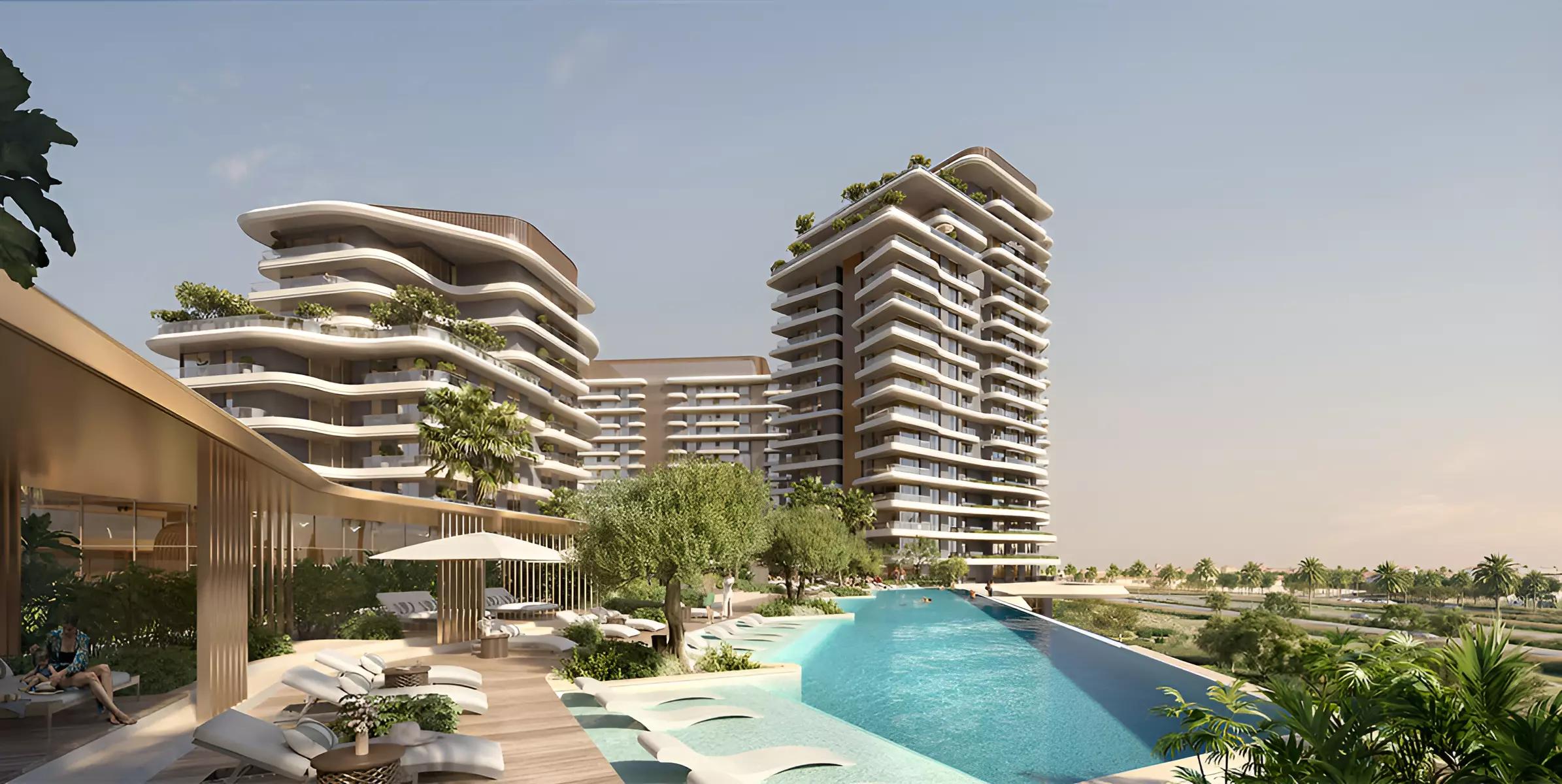 Verdes by Haven 2 indoor swimming pool interior, Haven by Aldar, Dubai