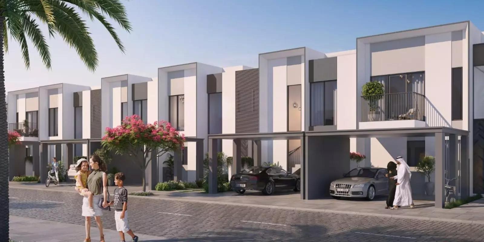 Eden villa community pathway and greenery, The Valley, Dubai