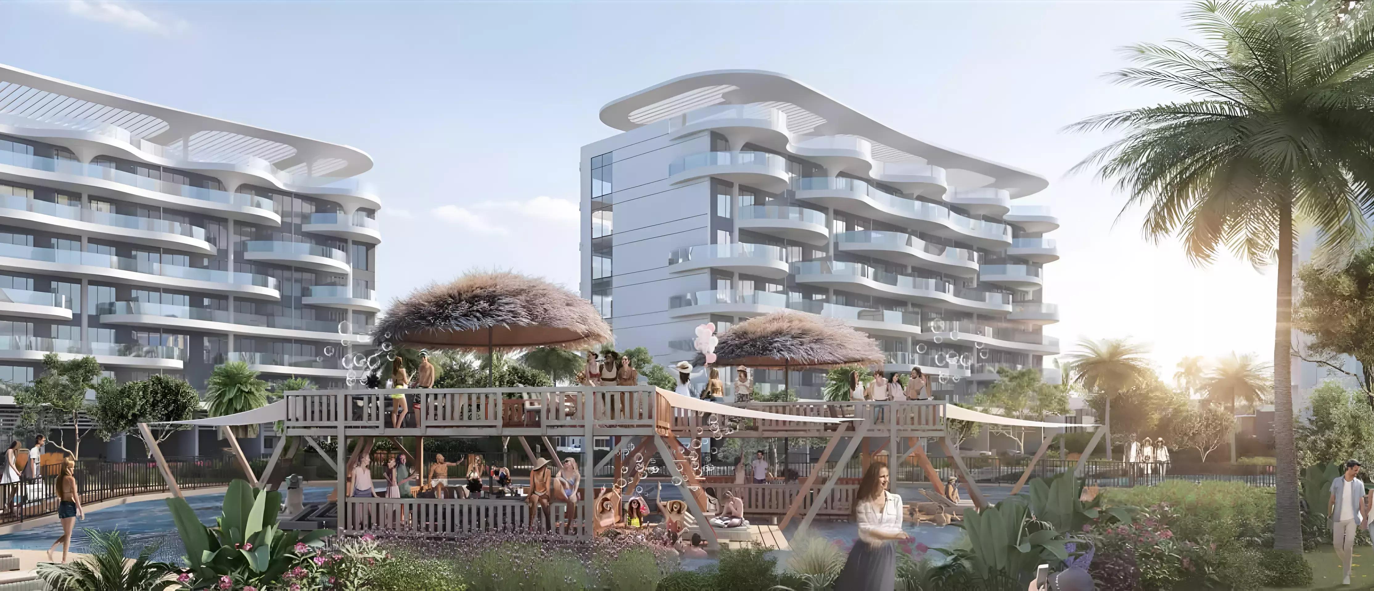 Lagoon Views Phase 2 exterior building facade at DAMAC Lagoons, Dubai