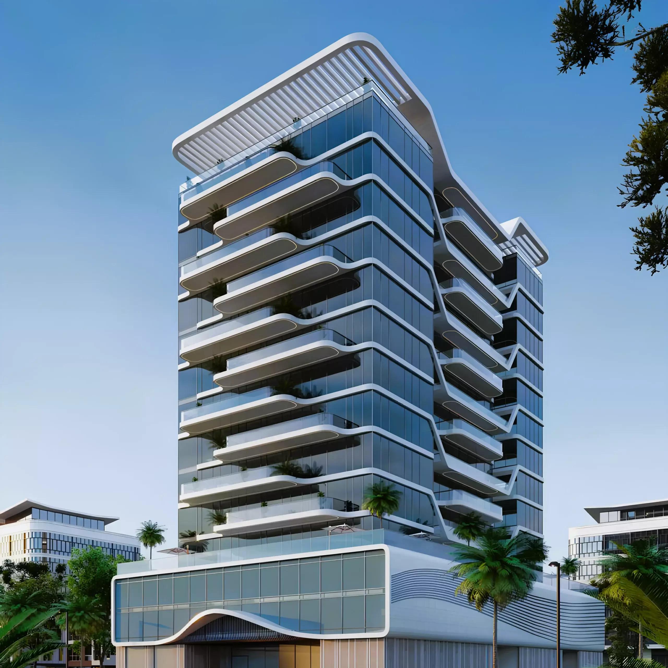 Mavis Residence facade and entrance, Dubai Islands