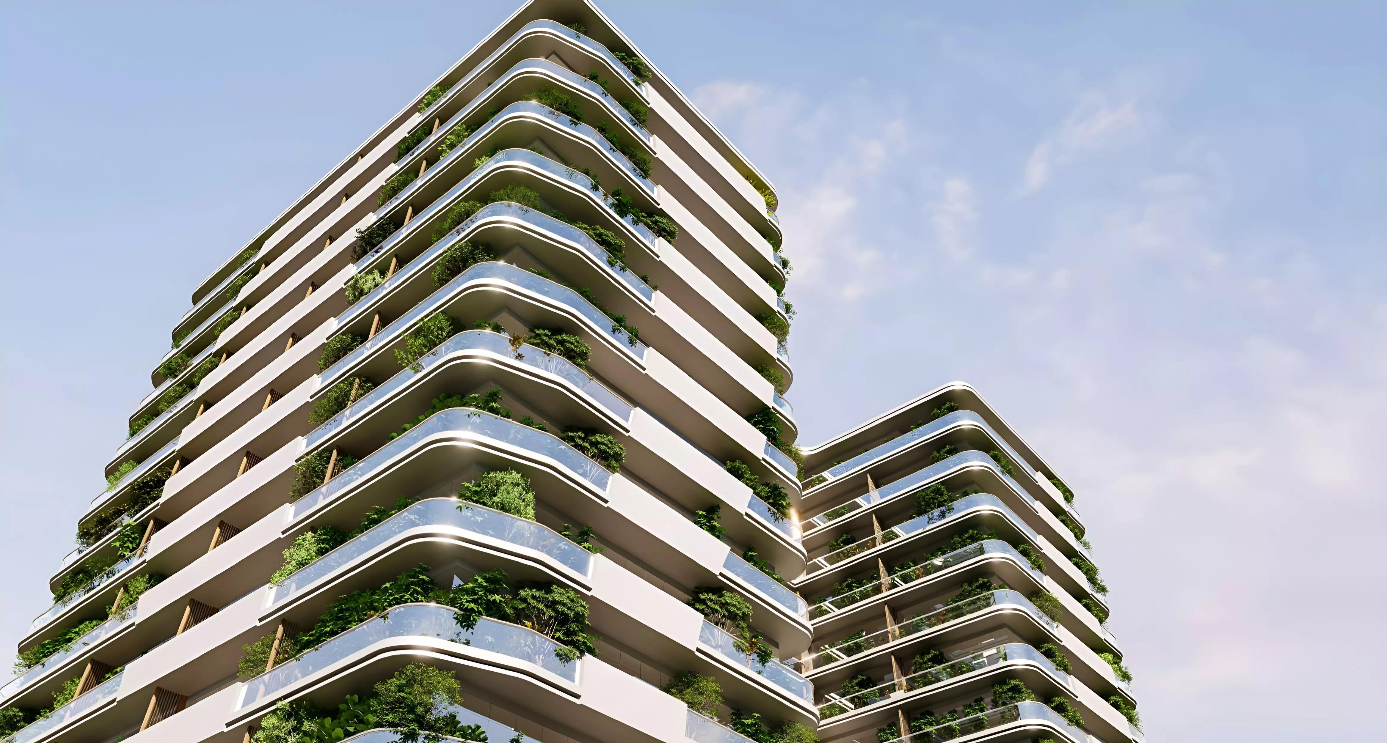 Forest City Tower landscaped garden space, Majan, Dubai