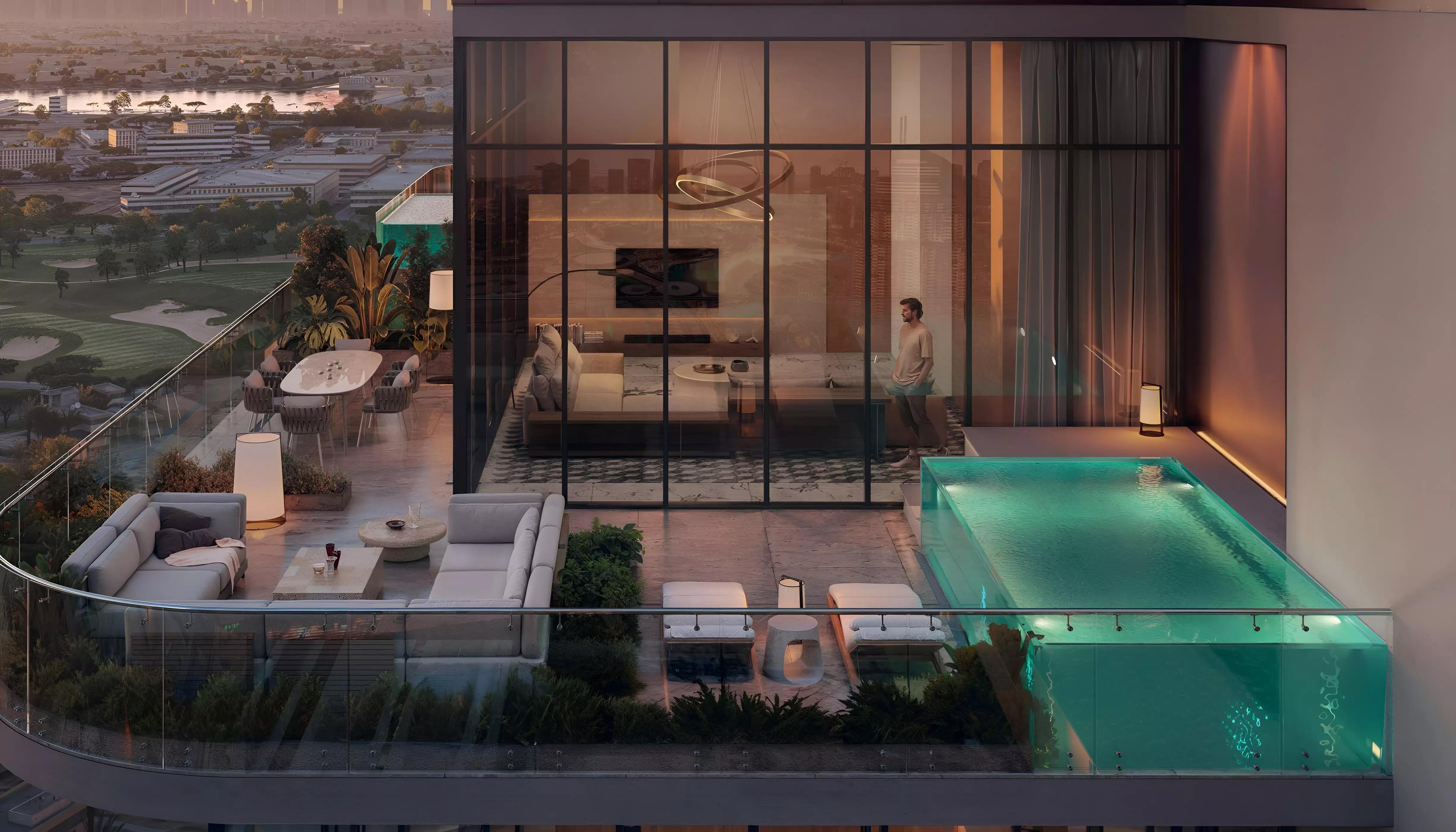 Solena Orchard Place building elevation with landscaping, JVC, Dubai