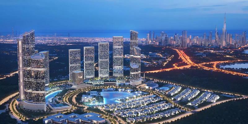 360 Riverside Crescent tower exterior view, Sobha Hartland II, Dubai