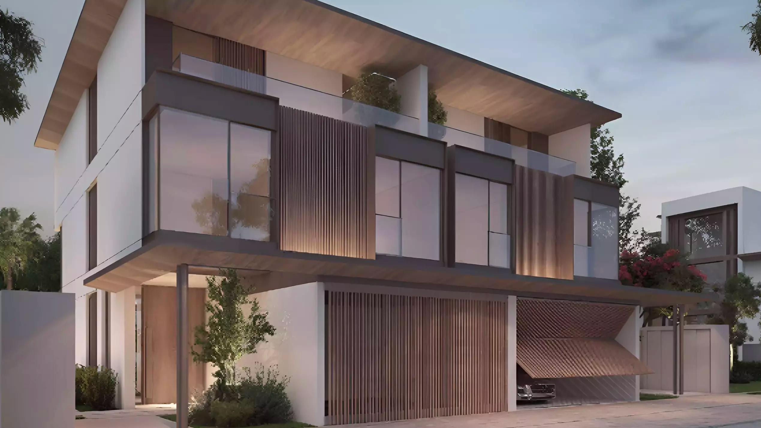 Nad Al Sheba Gardens Phase 2 villa exterior with landscaped front garden, Dubai