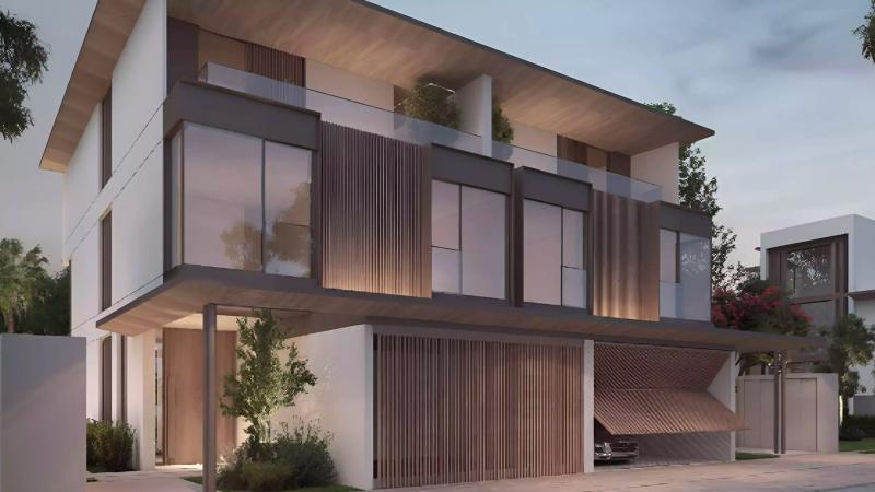 Nad Al Sheba Gardens Phase 2 villa exterior with landscaped front garden, Dubai