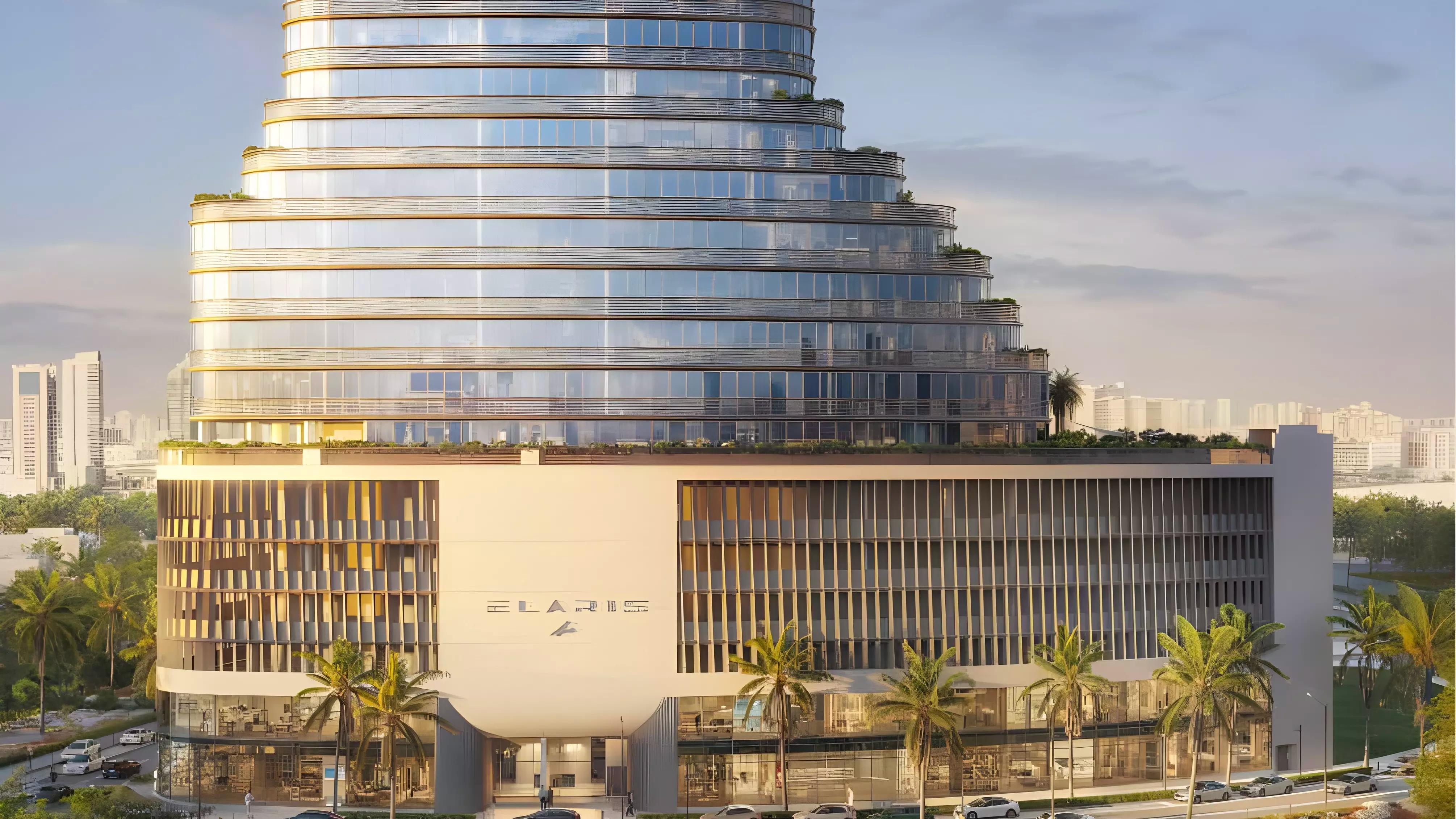 ELAR1S Axis building exterior view, Jumeirah Village Triangle, Dubai