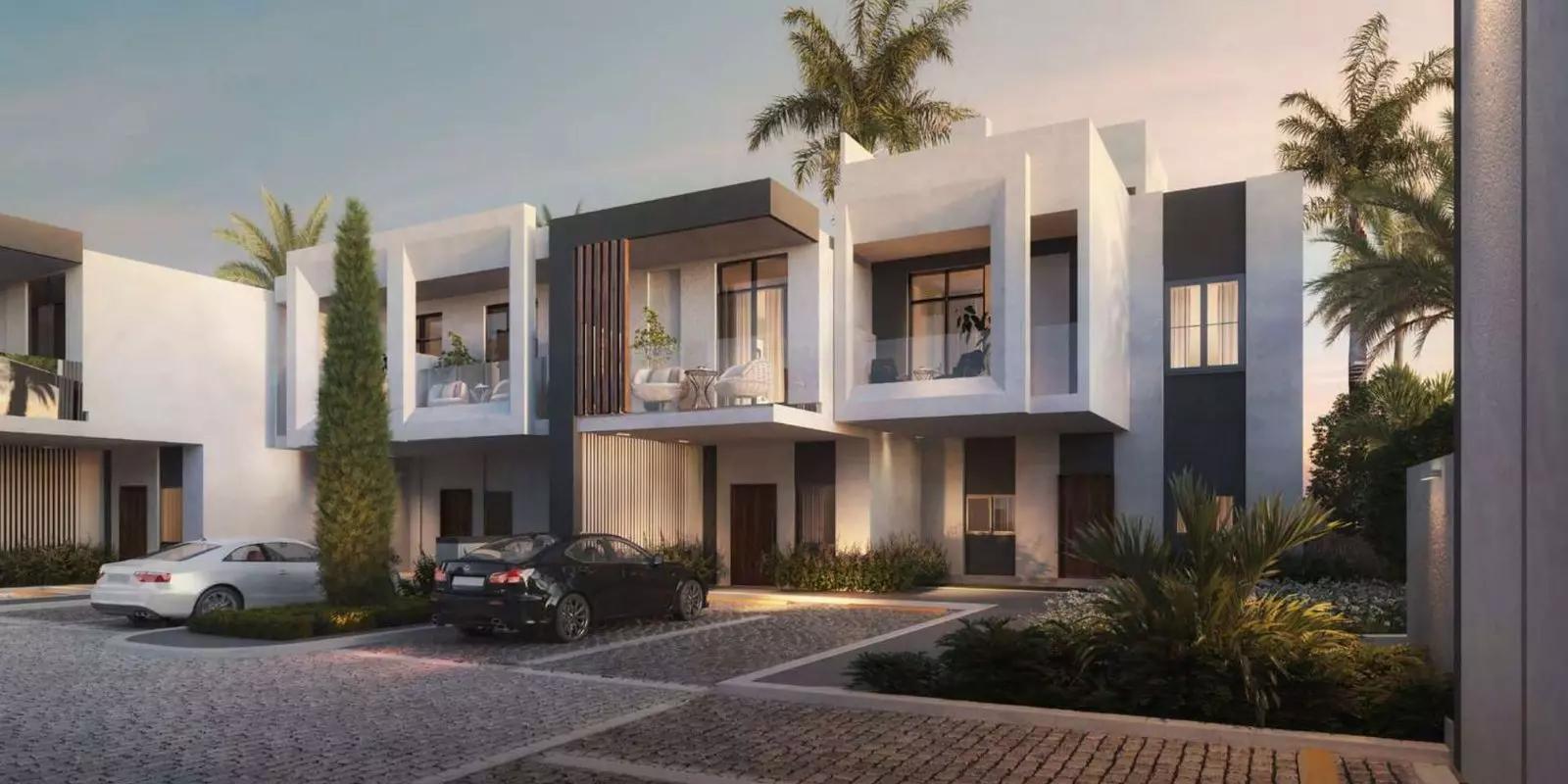 Verdana Phase 2 townhouse cluster and shared outdoor space, DIP, Dubai