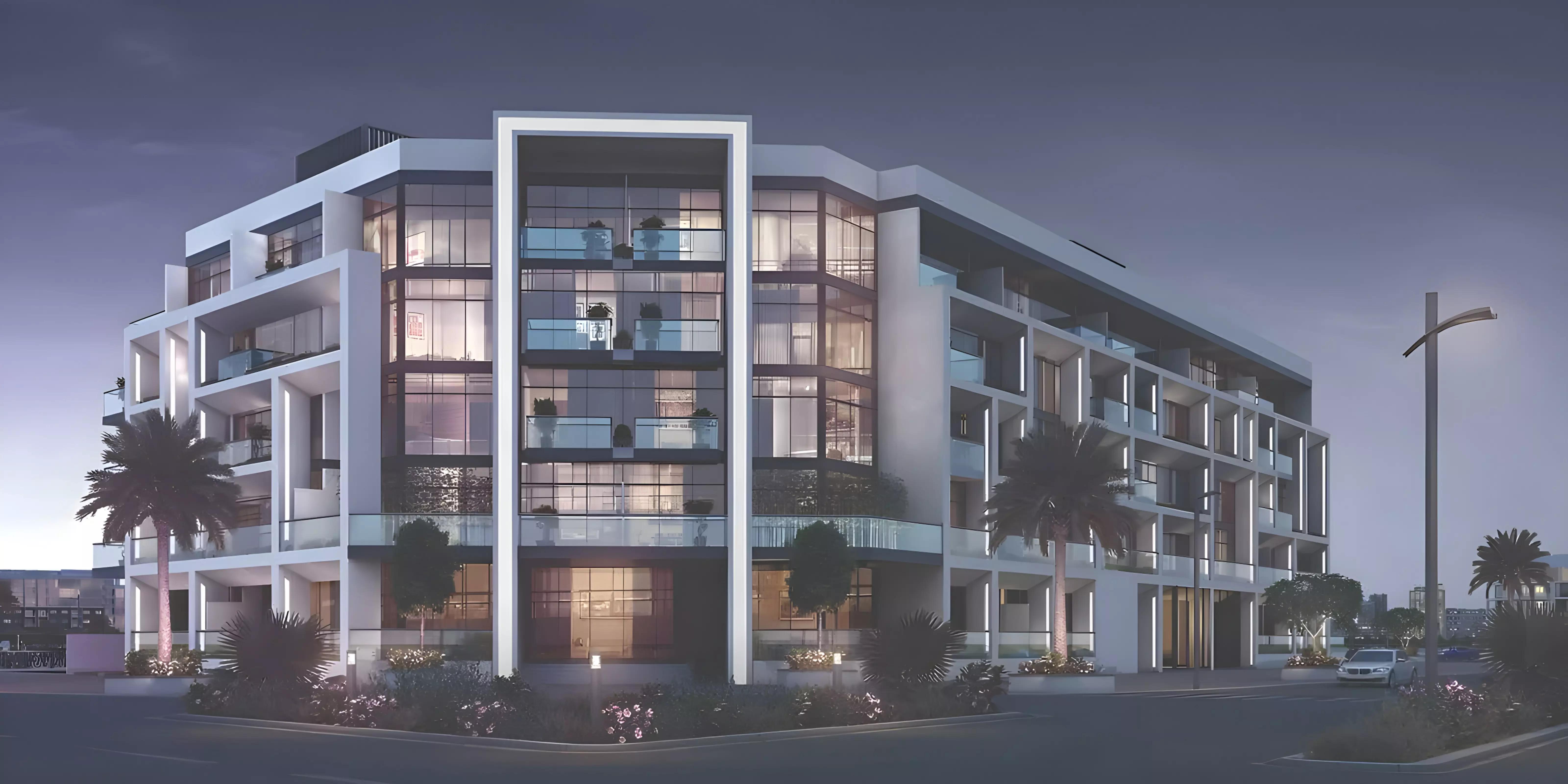 Azizi Gardens apartment building exterior view, Meydan, Dubai
