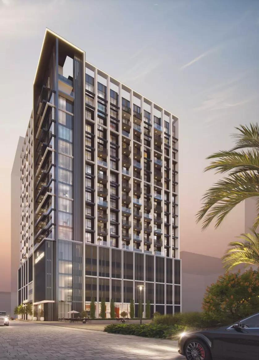 Hillmont Residences landscaped courtyard amenity, JVC, Dubai