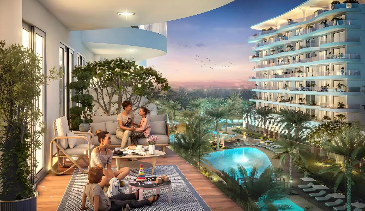 Apartment building courtyard view, DAMAC Lagoons Views Phase 3
