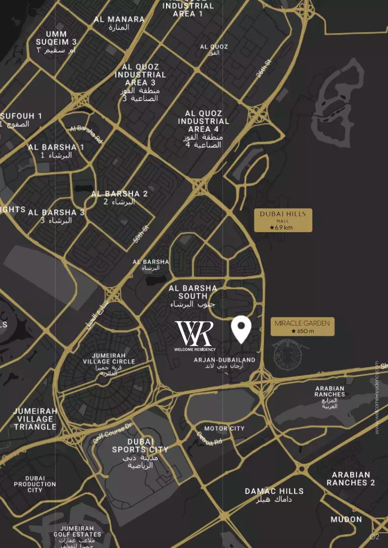 Master plan layout of Welcome Residency development in Arjan, Dubai