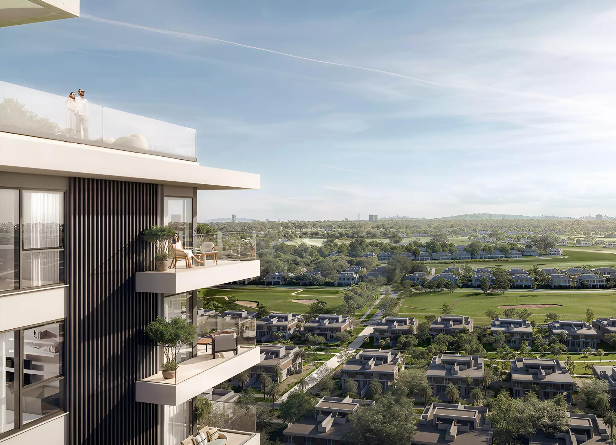 Vida Residences Club Point landscaped grounds and gardens, Dubai Hills Estate