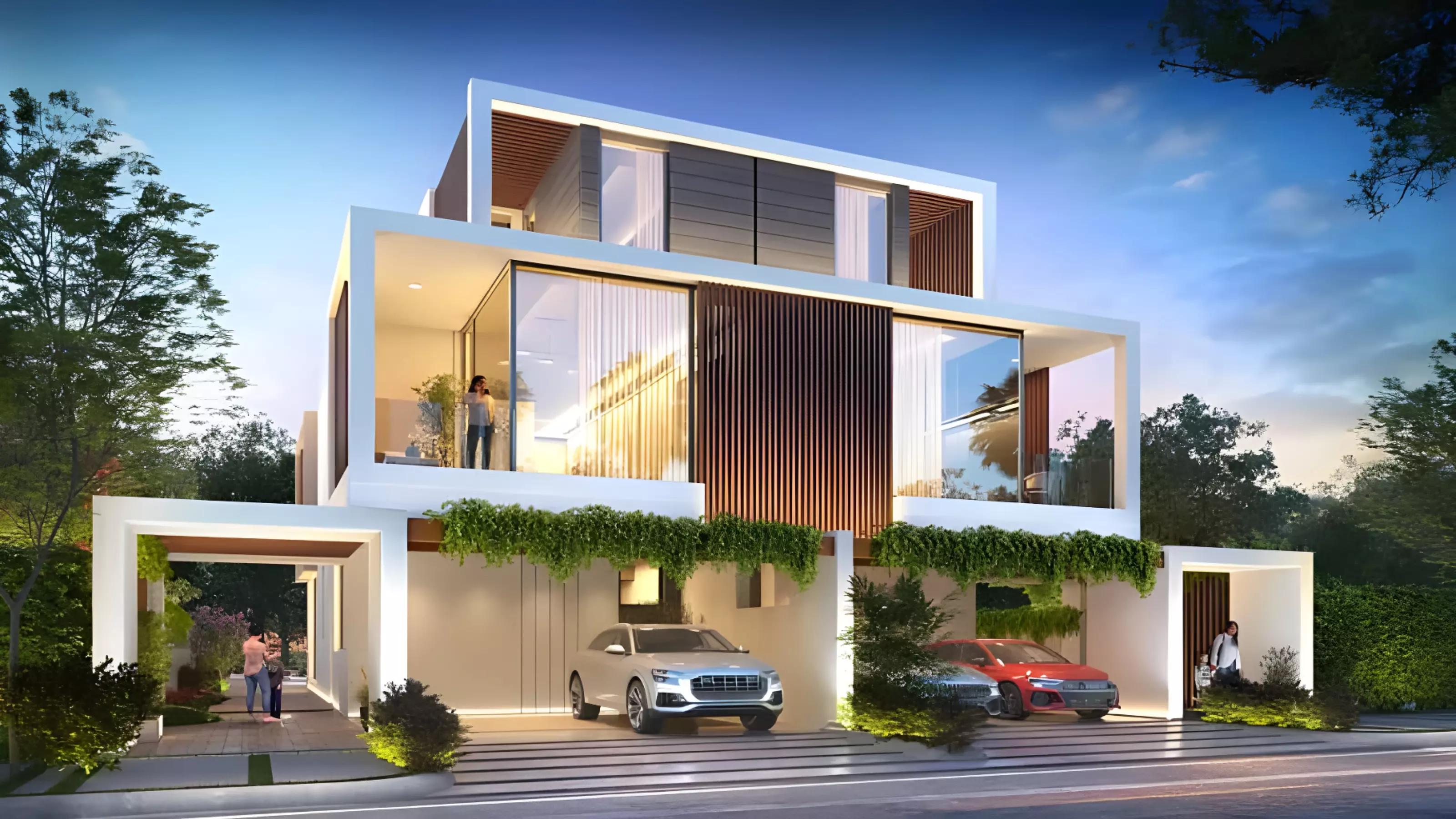 Park Greens 3 villa exterior with landscaped front garden, DAMAC Hills, Dubai