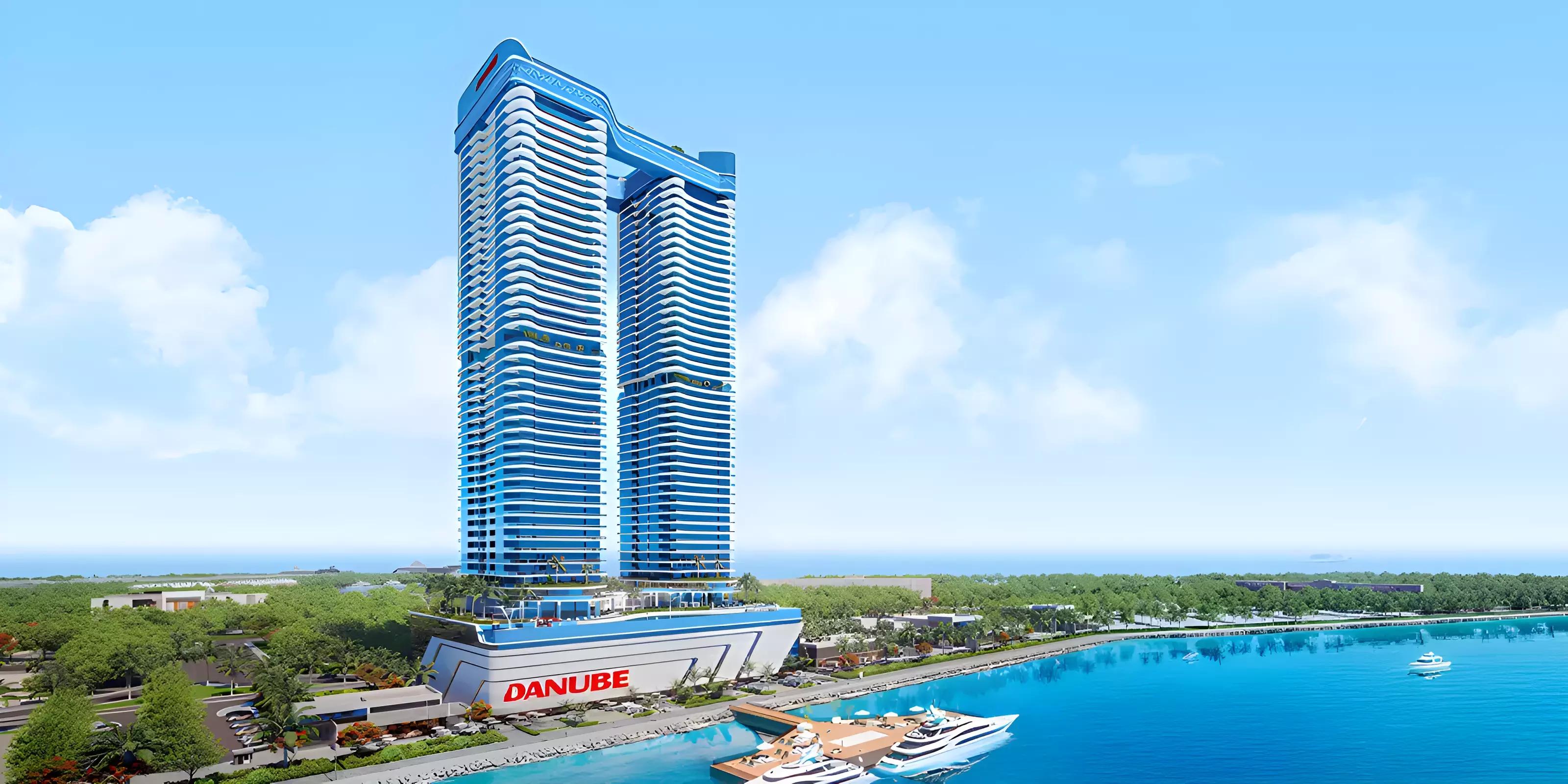 Oceanz by Danube tower exterior view, Dubai Maritime City