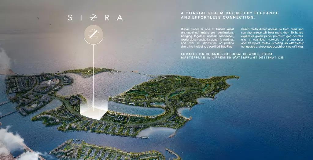 Siora master plan layout showing building placement on Dubai Islands
