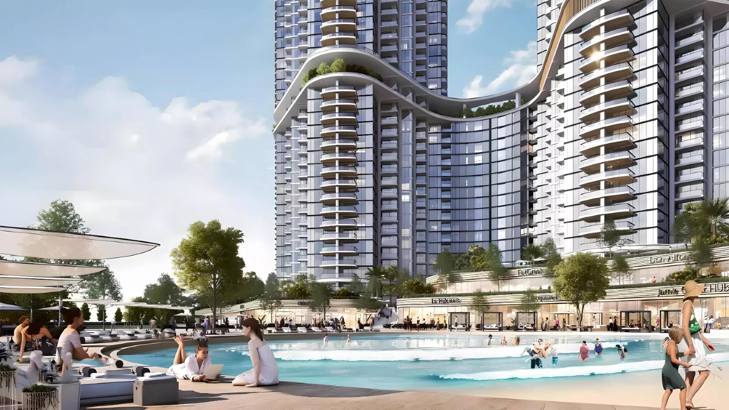 Sobha Skyscape Altius building elevation with landscaped surroundings, Sobha Hartland II