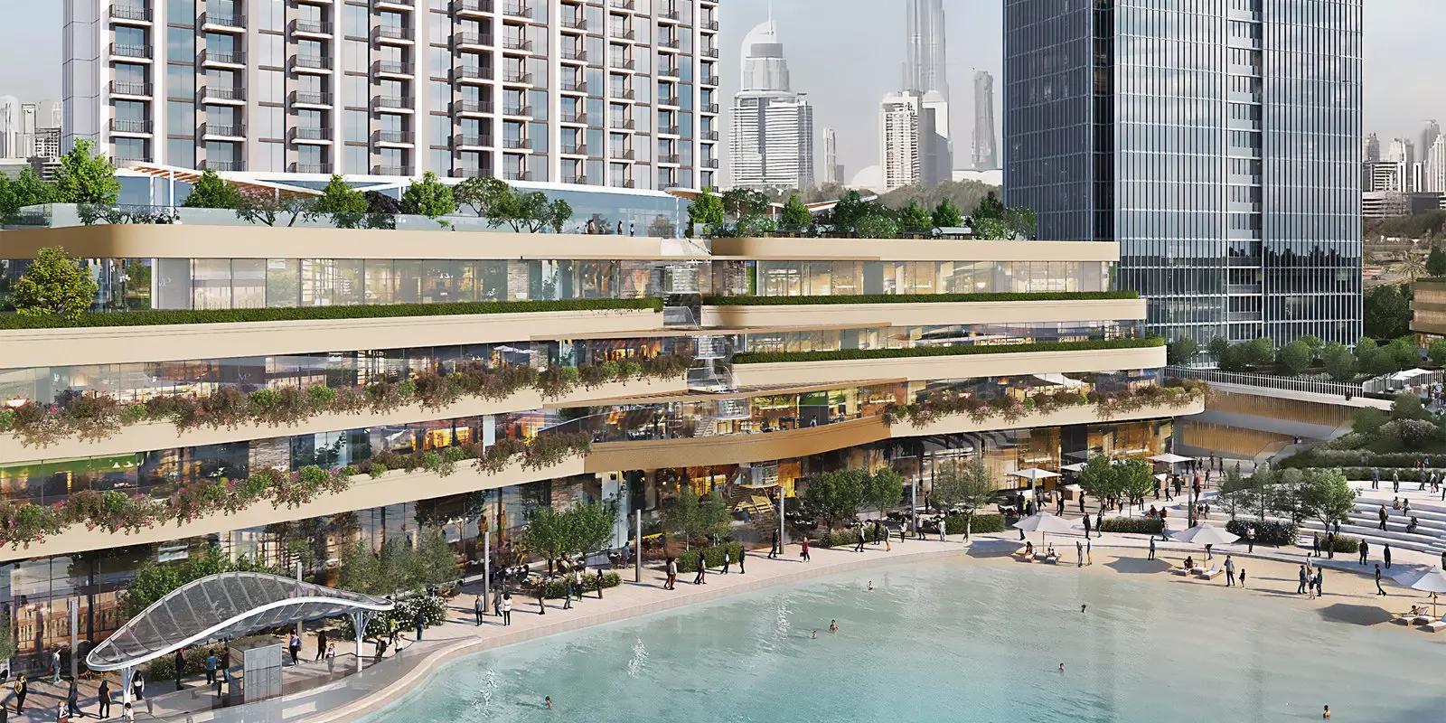 Infinity pool and waterfront deck at 360 Riverside Crescent, Sobha Hartland II