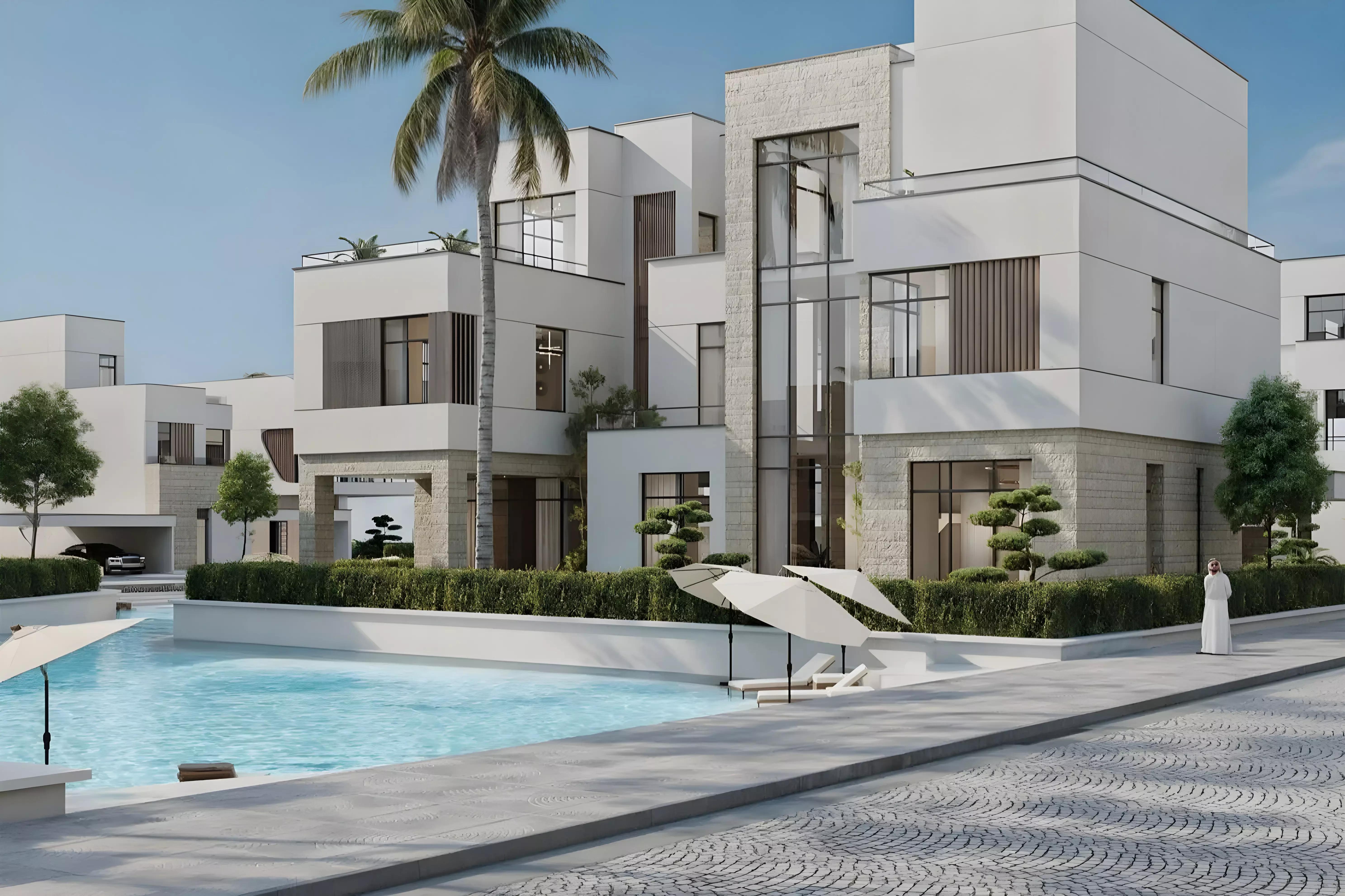Selora Residences villa facade and driveway, MBR City, Dubai