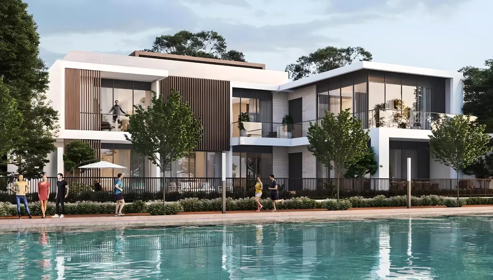 Sobha Elwood villa exterior with landscaped frontage, Dubai Land, Dubai