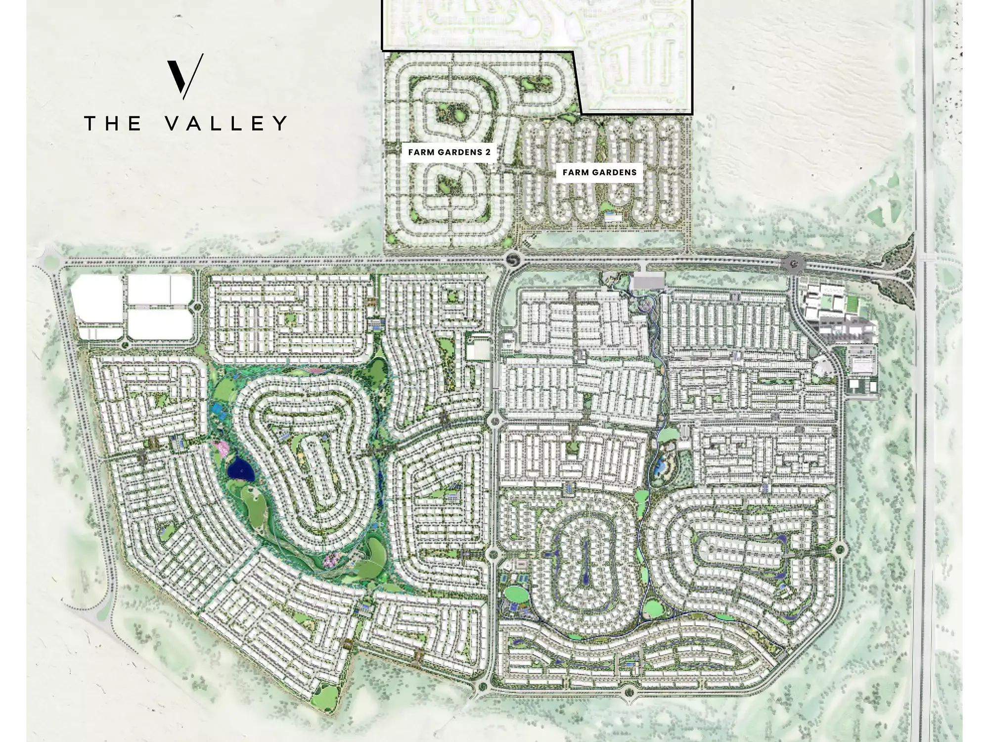 Farm Grove 2 community master plan layout, The Valley, Dubai