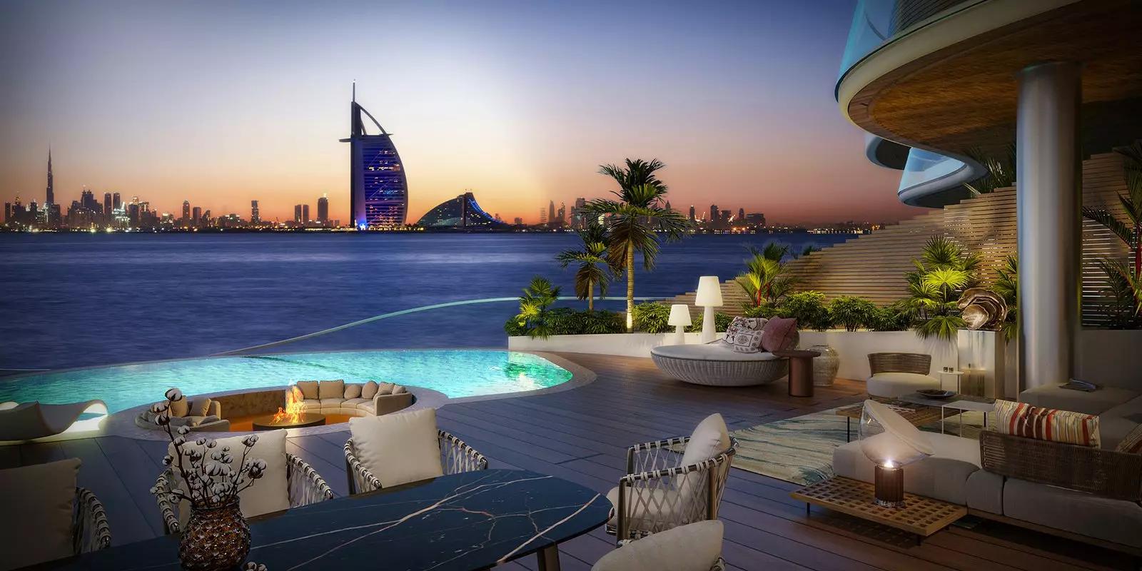 One Crescent shared pool area surrounded by residences, Palm Jumeirah, Dubai