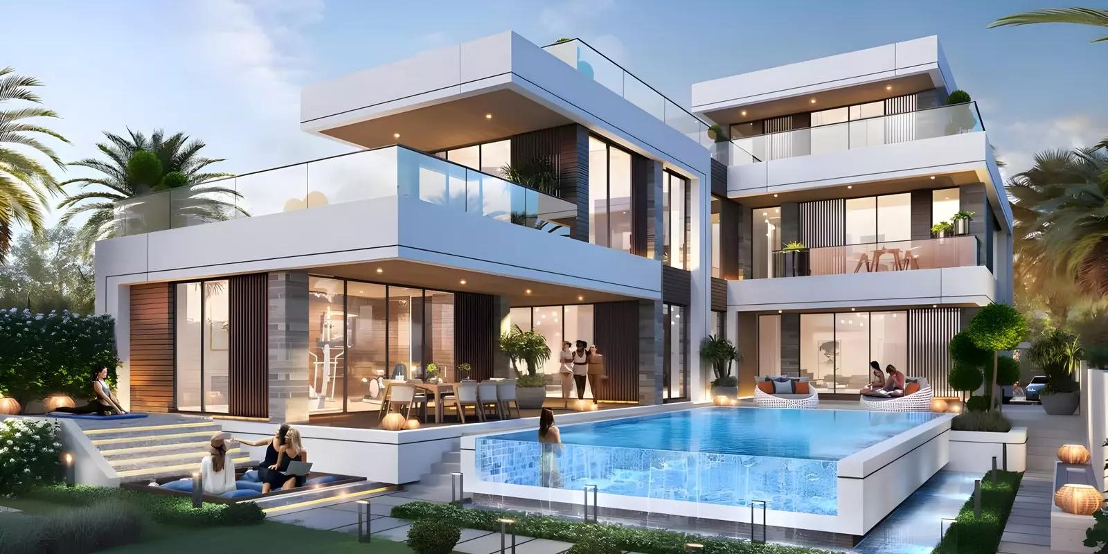 Landscaped gardens and walkway at Morocco Phase 2, DAMAC Lagoons, Dubai