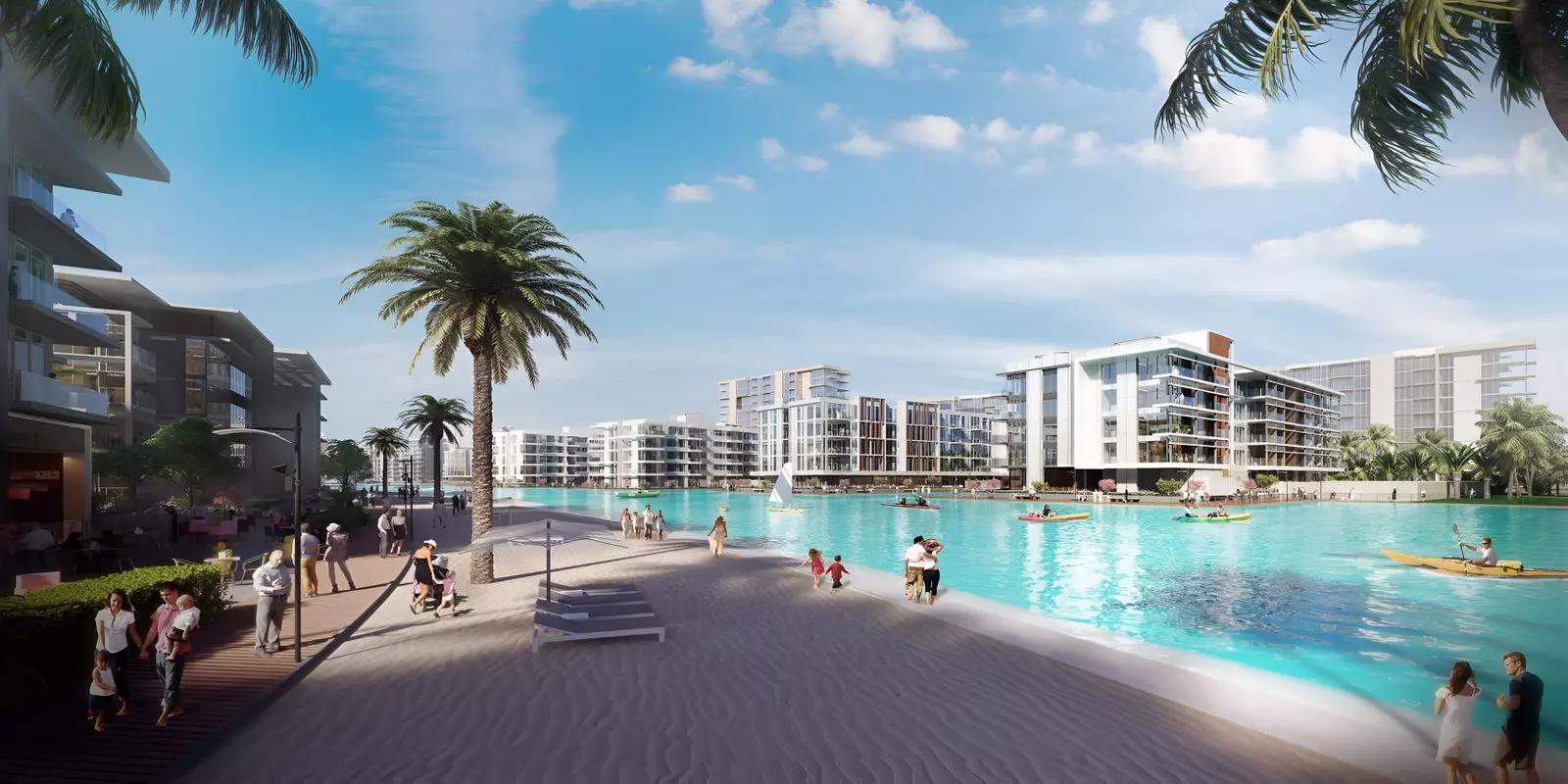 Landscaped community park and walkway at Residences 11, District One, Dubai