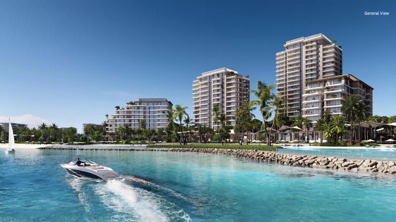Bay Grove Residences exterior facade on Dubai Islands waterfront, Nakheel